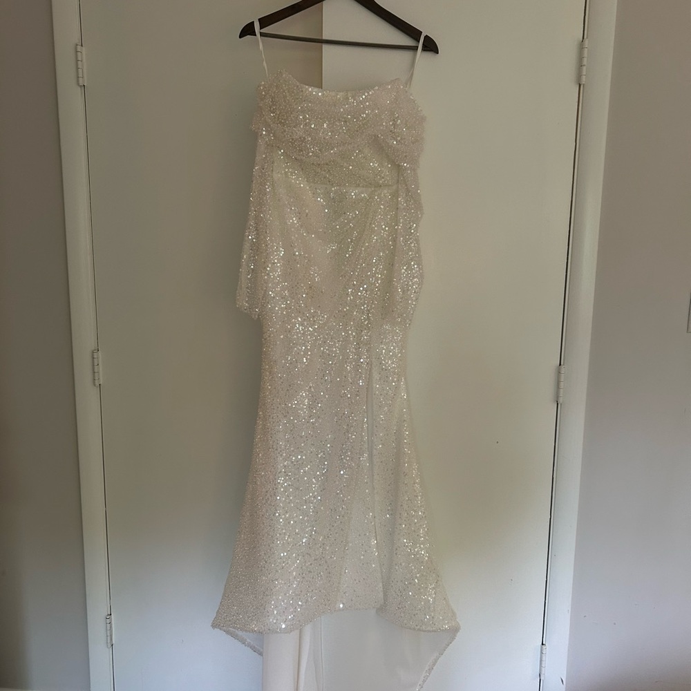 Eva Lendel Aretta Inspired Elegant Off-Shoulder White Sequin Dress size 4 - Picture 11 of 15